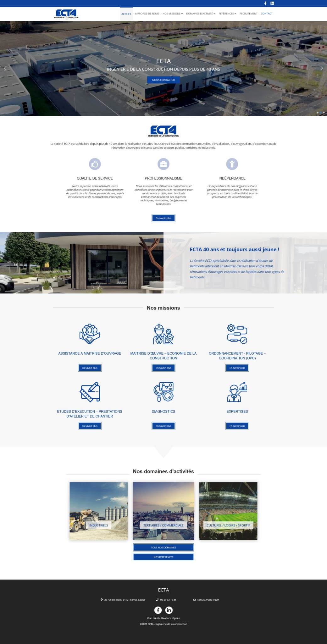ECTA - cabinet architecte - graphiste wordpress freelance - développement de thème WordPress sur mesure