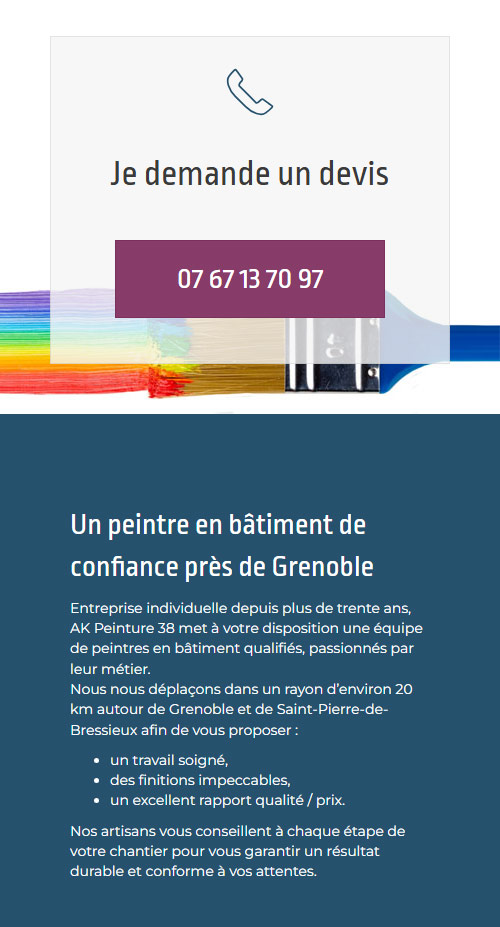 site internet motorisé par WordPress - version mobile